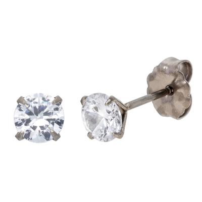 Paar Ohrstecker TITANIA "Titanohrstecker", transparent (titanfarben), Ohrringe, Damen, Titan, mit Zirkonia