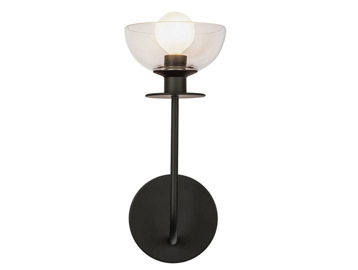 Sylvia Applique Murale en Acier, Verre Transparent, Noir Mat
