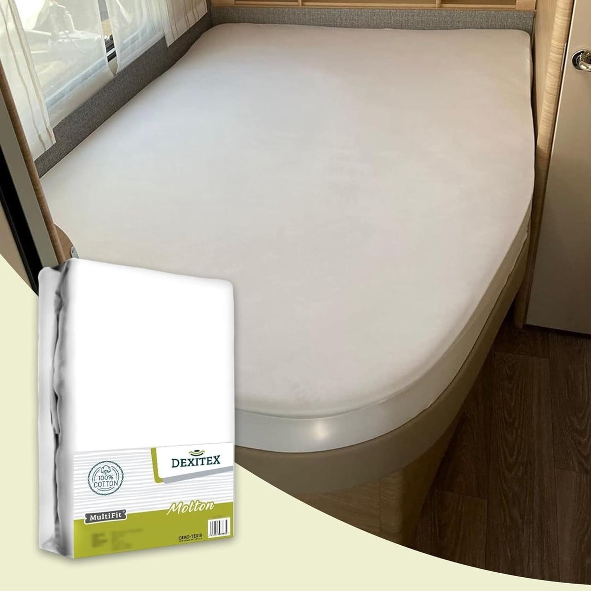 Dexitex Molton matrasbeschermer Frans bed Rechts Wit