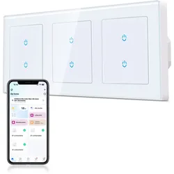 CURRYSMARTER 2Fach 1Weg WLAN Smart Lichtschalter 10A-3Fach