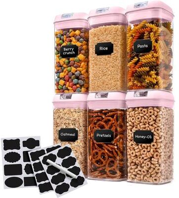 Cheer Collection Set of 6 Uniform Size Airtight Food Storage Containers