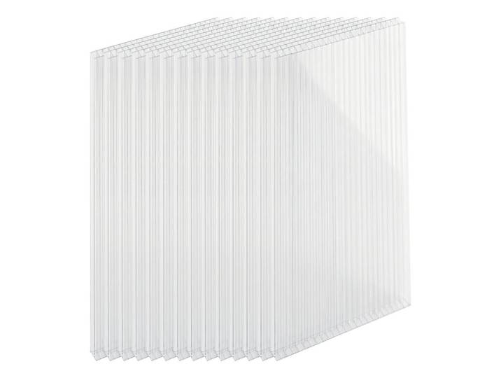 Relaxdays Doppelstegplatten Transparent Polycarbonat 14er-Set 4 mm, Kunststoff, 60.5x121x0.4 cm, Gartenzubehör, Geräteschuppen