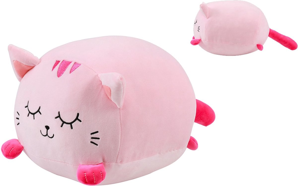 I-total Pluche Sierkussen Kat - Roze - Kinderkussen voor de Kinderkamer