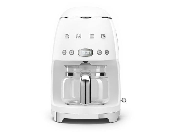 Smeg Filterkaffeemaschine 50´S Style, Weiß Hochglanz, Metall, 1,25 L,1400 ml, 24.5x36.1x25.6 cm, Warmhalteplatte, Tropf-Stopp-Funktion, Entkalkungsanzeige, rutschfester Stand, Produktvorauswahl, Küchengeräte, Kaffeemaschinen & Zubehör