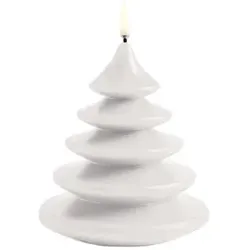 LED Kerze Christmas Tree Nordic White glatt 13x15cm