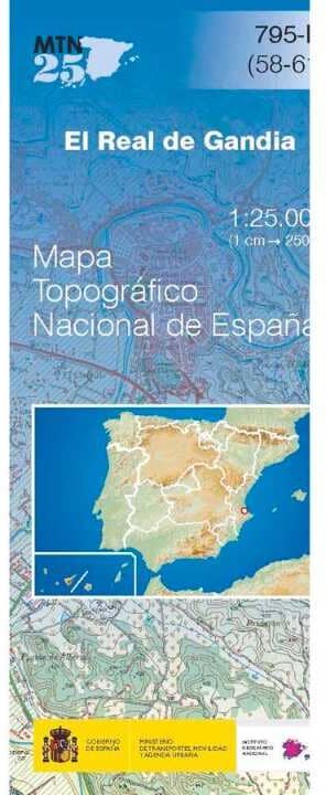 Carte topographique de l'Espagne n° 0795.2 - Real de Gandía   CNIG - 1/25 000