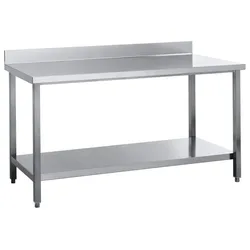 Wimar Arbeitstisch mit Grundboden Edelstahl Edelstahltisch 1800x700x850mm & Aufkantung