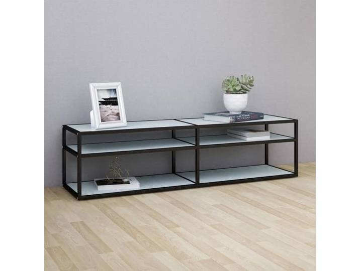 Meuble TV Marbre blanc 160 × 40 × 40.5 cm Verre trempé