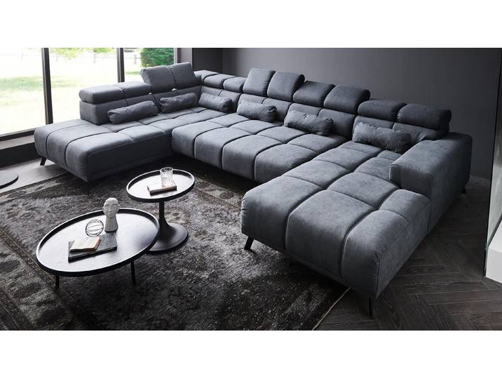 Iwaniccy Wohnlandschaft Wohnlandschaft Speed grau elektrische Sitztiefenverstellung ca. 375 cm
