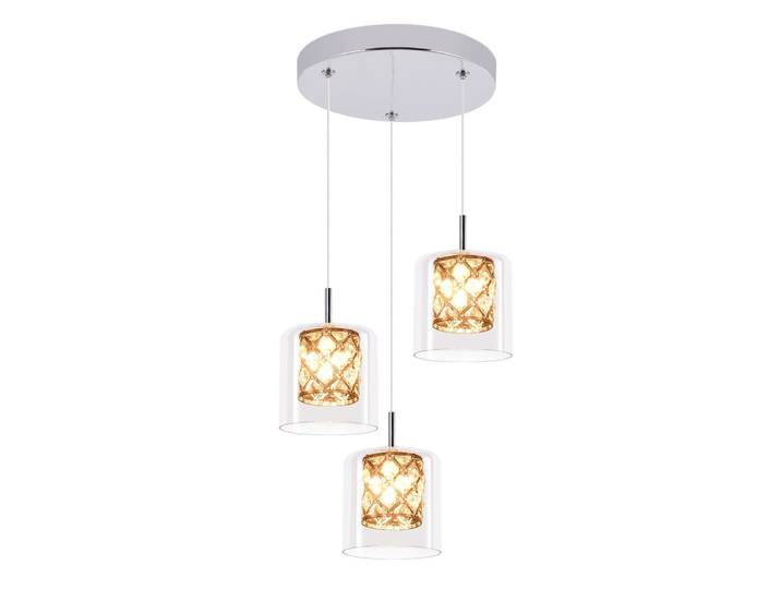 Suspension en fer et cristal, chromé, h.140cm