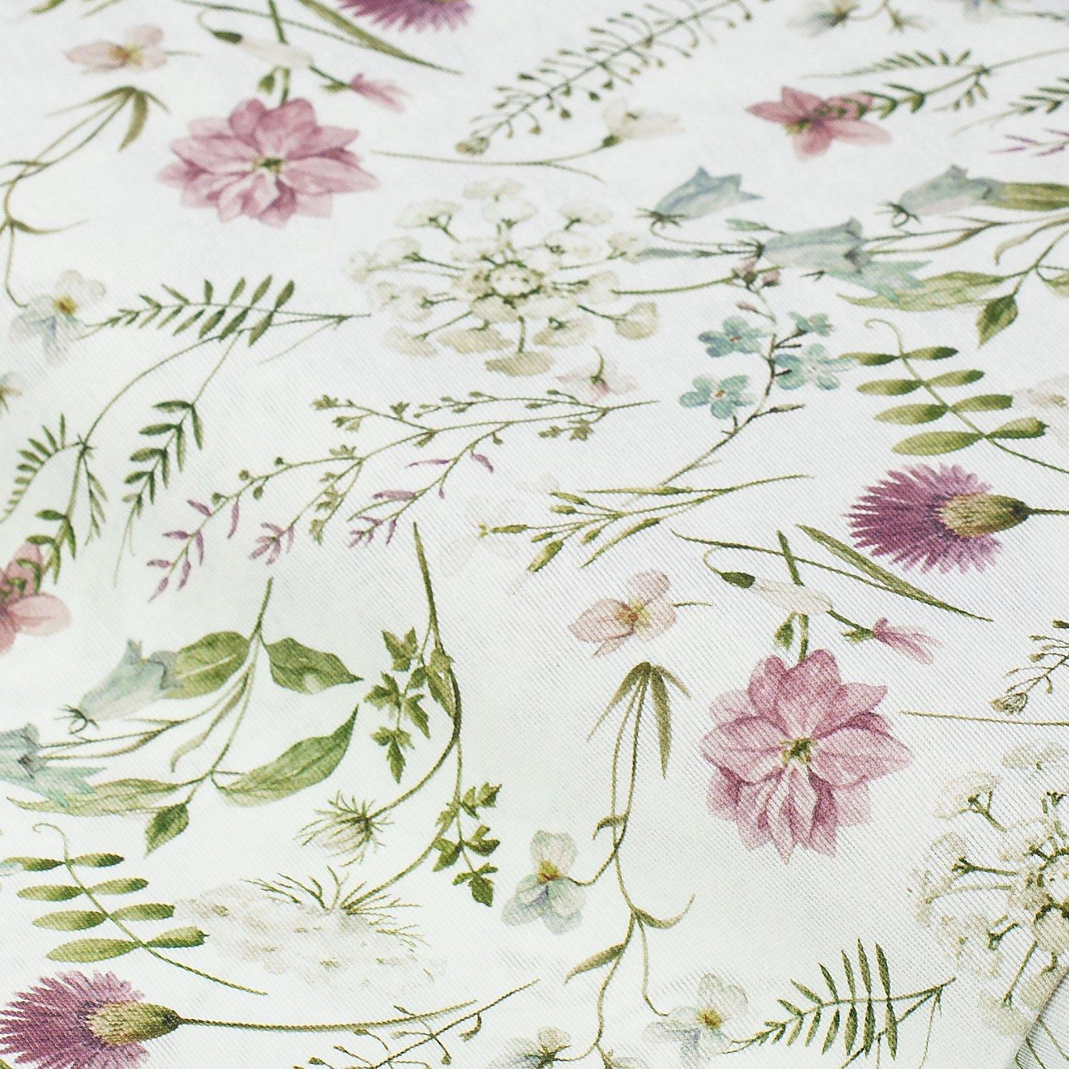 Dekostoff Blumenwiese im Vintage-Stil "Lorena", offwhite-color