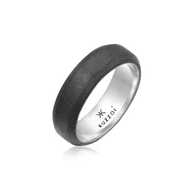 Silberring KUZZOI "Herren Bandring Basic 925 Silber" Gr. 54, schwarz, Fingerringe, Herren, 54mm, ohne Stein, Silber 925 (Sterlingsilber), 6,7mm, Silberring