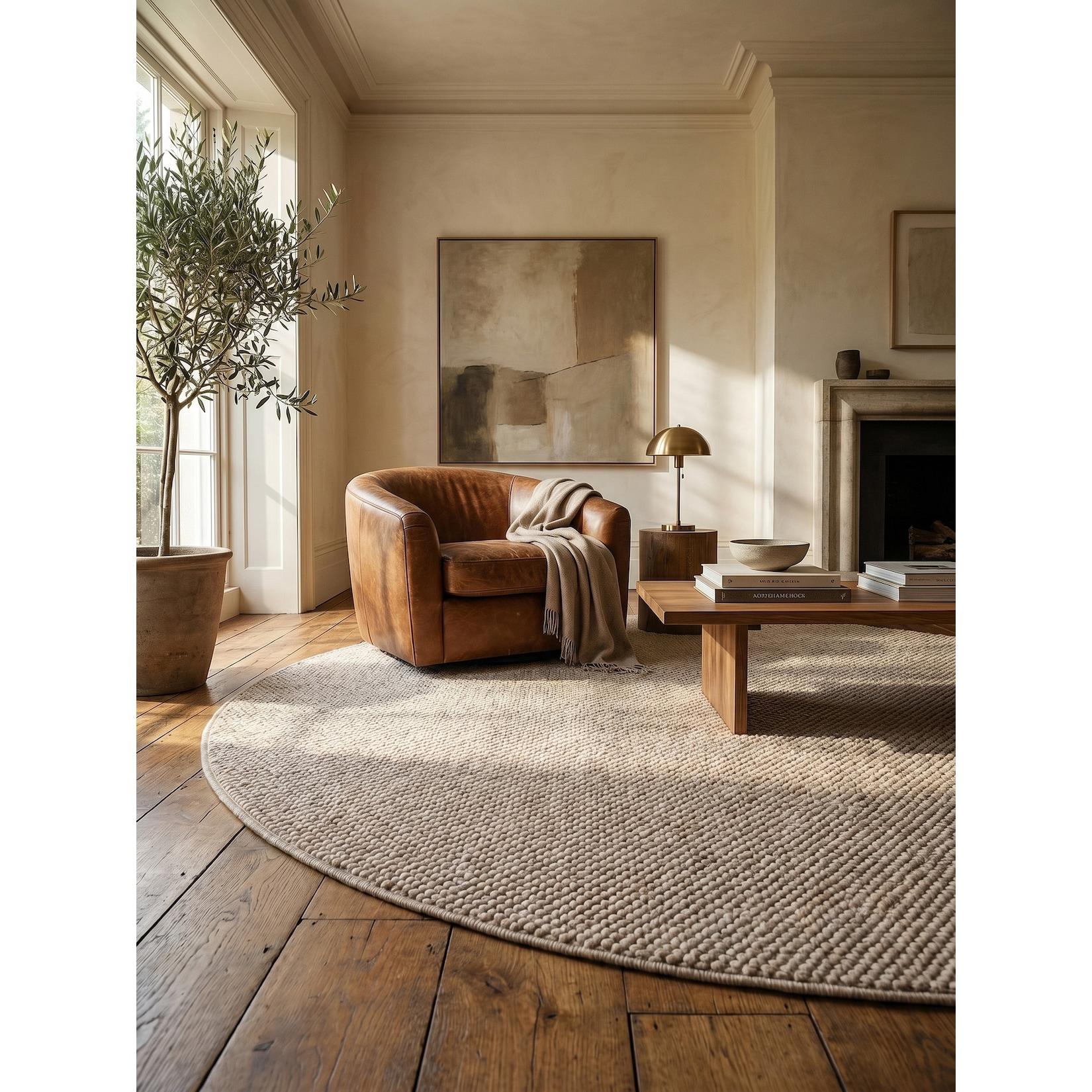 Flachgewebe-Teppich Berber-Tradition Beige 200x200 cm Uni meliert