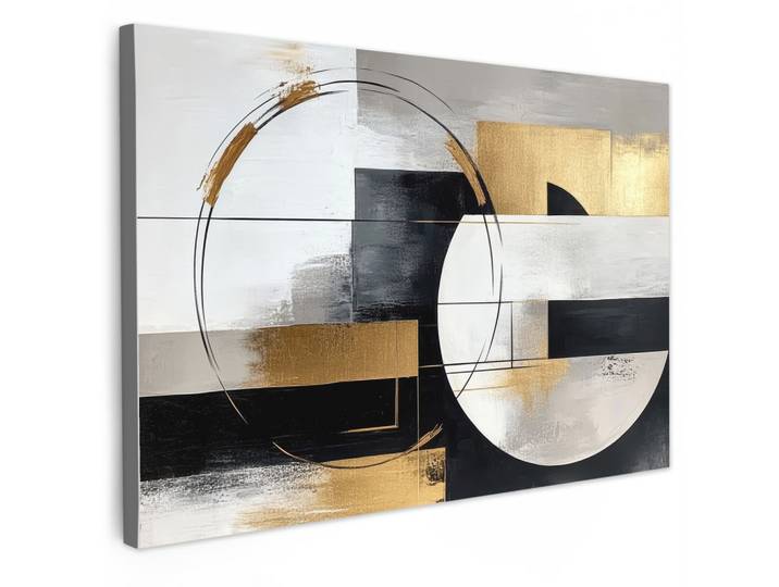 LEINWANDBILD Abstrakt - Gold - Silber - Formen - Ästhetik Gemälde 60x40 cm