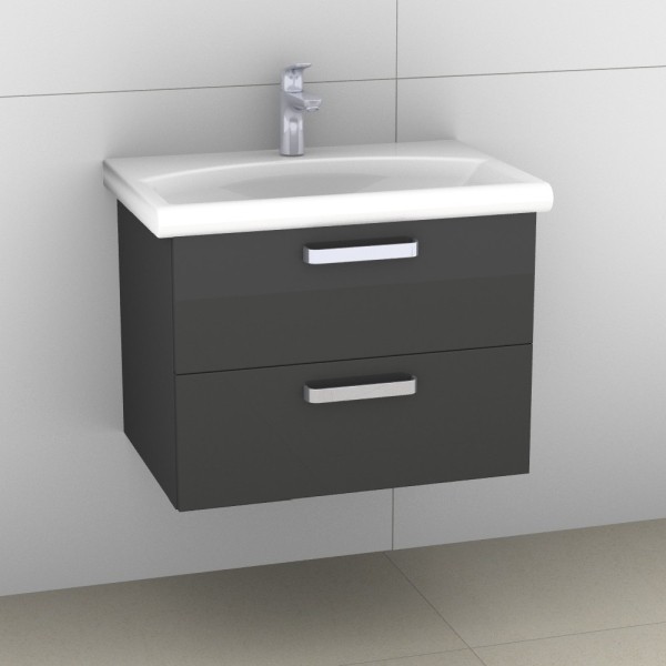 Artiqua 412 Waschtischunterschrank für Daylight K0726, Anthrazit Glanz, 412-WU2L-I04-7065-51 412-WU2L-I04-7065-51