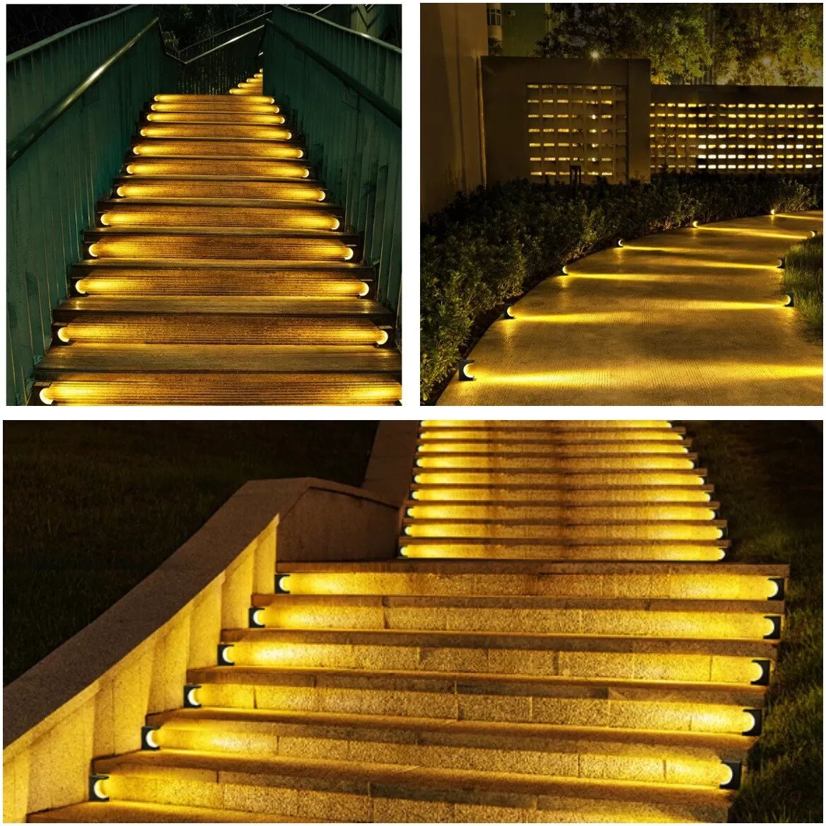 INF Solarbetriebene Treppenleuchte für den Außenbereich – Warmes Licht, einfache Installation 2 Pack 2 Pack