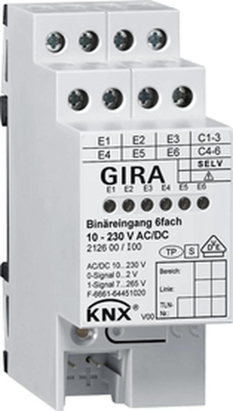Gira Binaire ingang 6f 10 - 230 V AC/DC, KNX