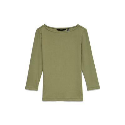 T-Shirt VERO MODA "VMCHLOE PANDA 3/4 BOATNECK TOP JRS", Damen, Gr. M, grün (oil grün), Jersey, Obermaterial: 95% Baumwolle, 5% Elasthan, unifarben, normal, U-Boot-Ausschnitt, Shirts T-Shirt, Baumwollmischung, slim fit