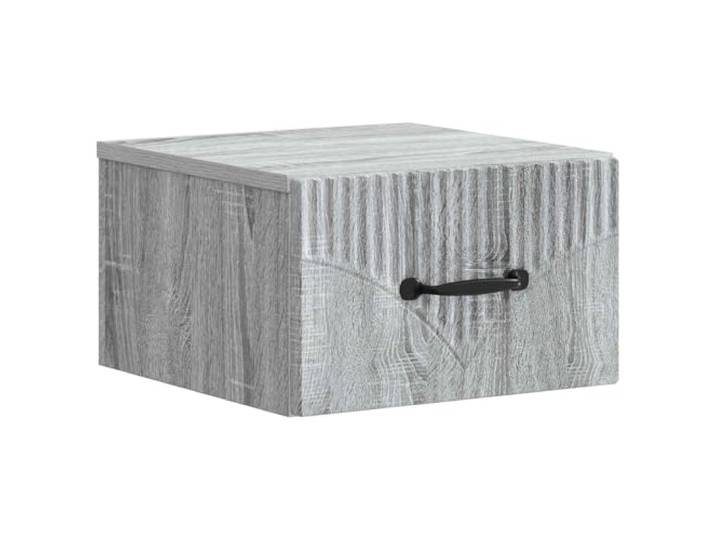 KUPTYERFG Wandnachttisch Graues Sonoma 34,5x33x20 cm mit Schublade Kompakter Hängeschrank für das Schlafzimmer: Platzsparende Wandmontage mit offenem Fach und Schublade für Bücher.