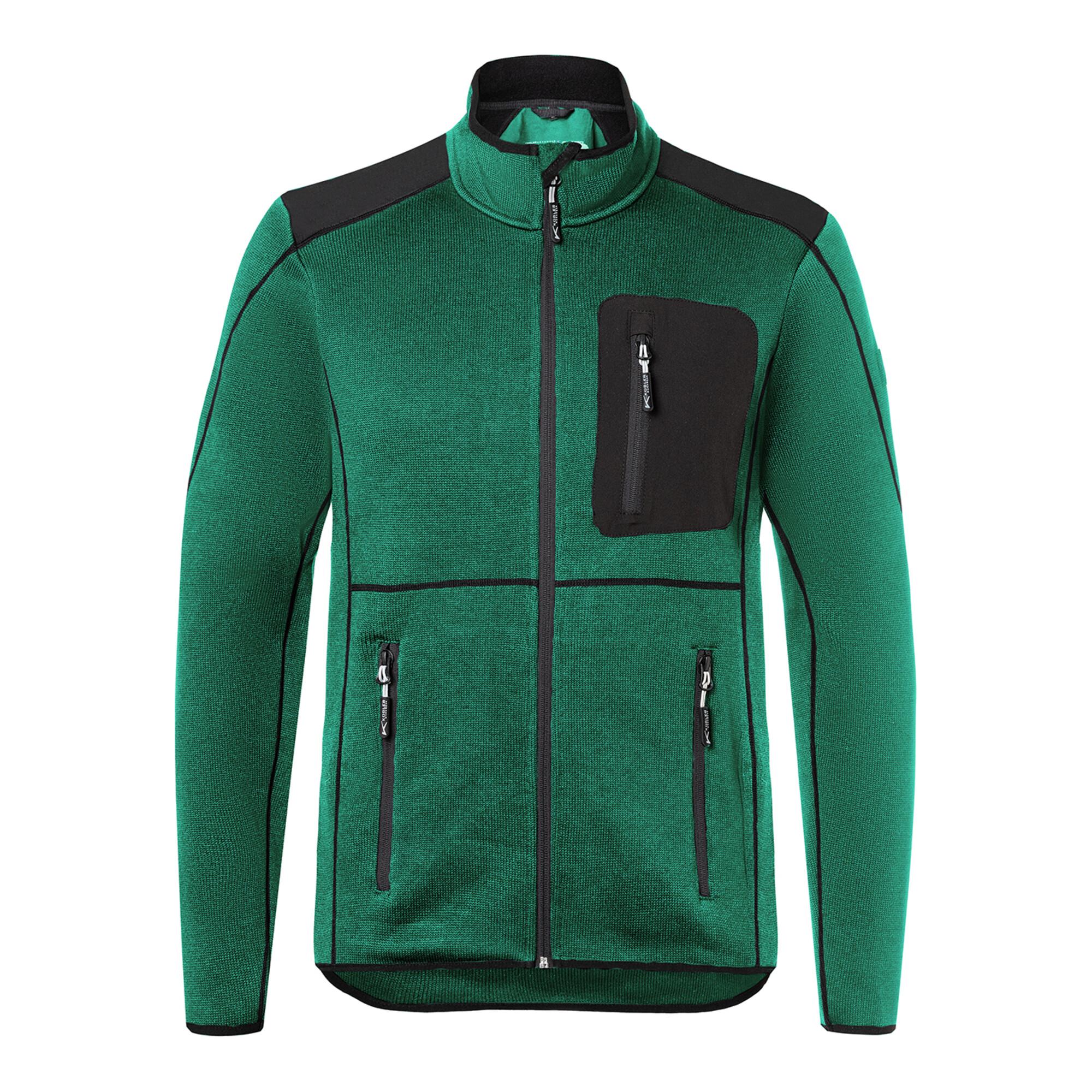 Strickjacke moosgrün/schwarz Form 1443 Größe XXL ; Kübler Workwear (1443 6339-6599-XXL)