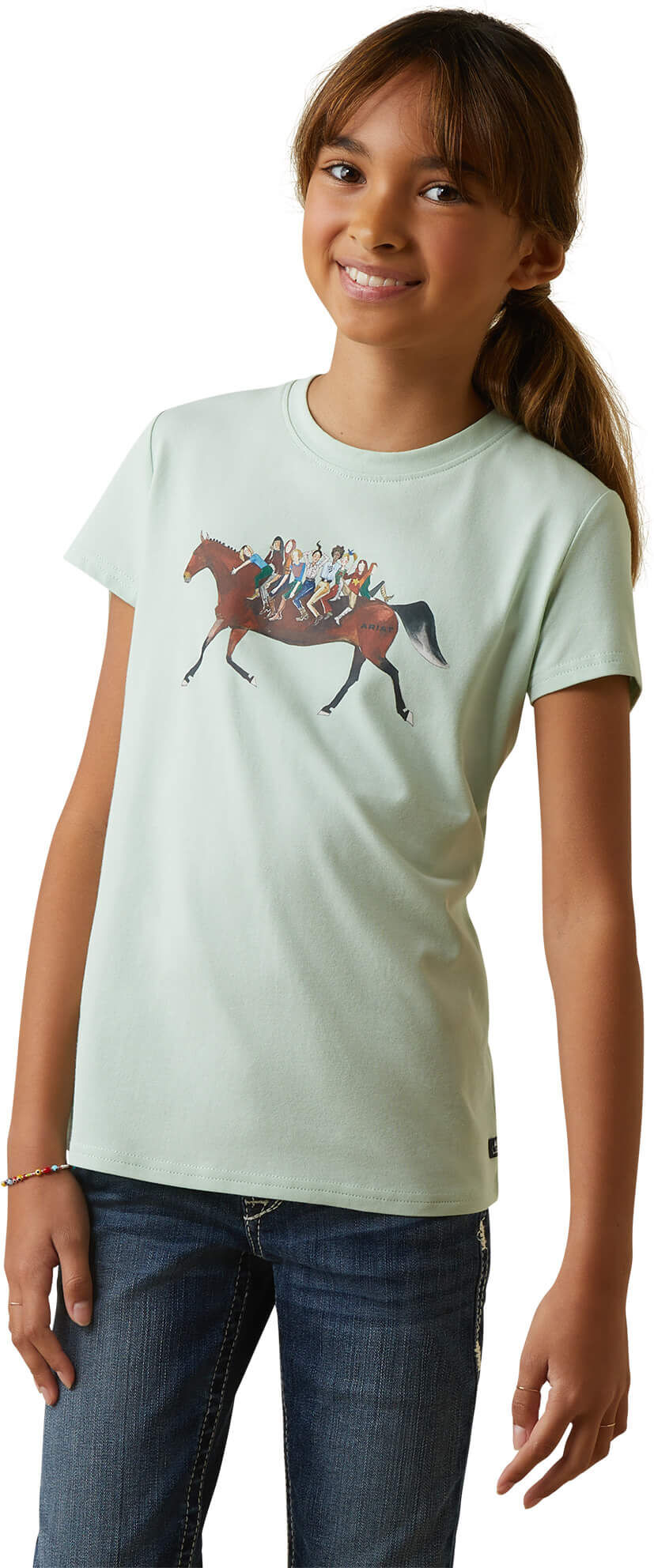 Kid's Harmony T-Shirt in Aqua Foam Cotton, Size: XS by Ariat
