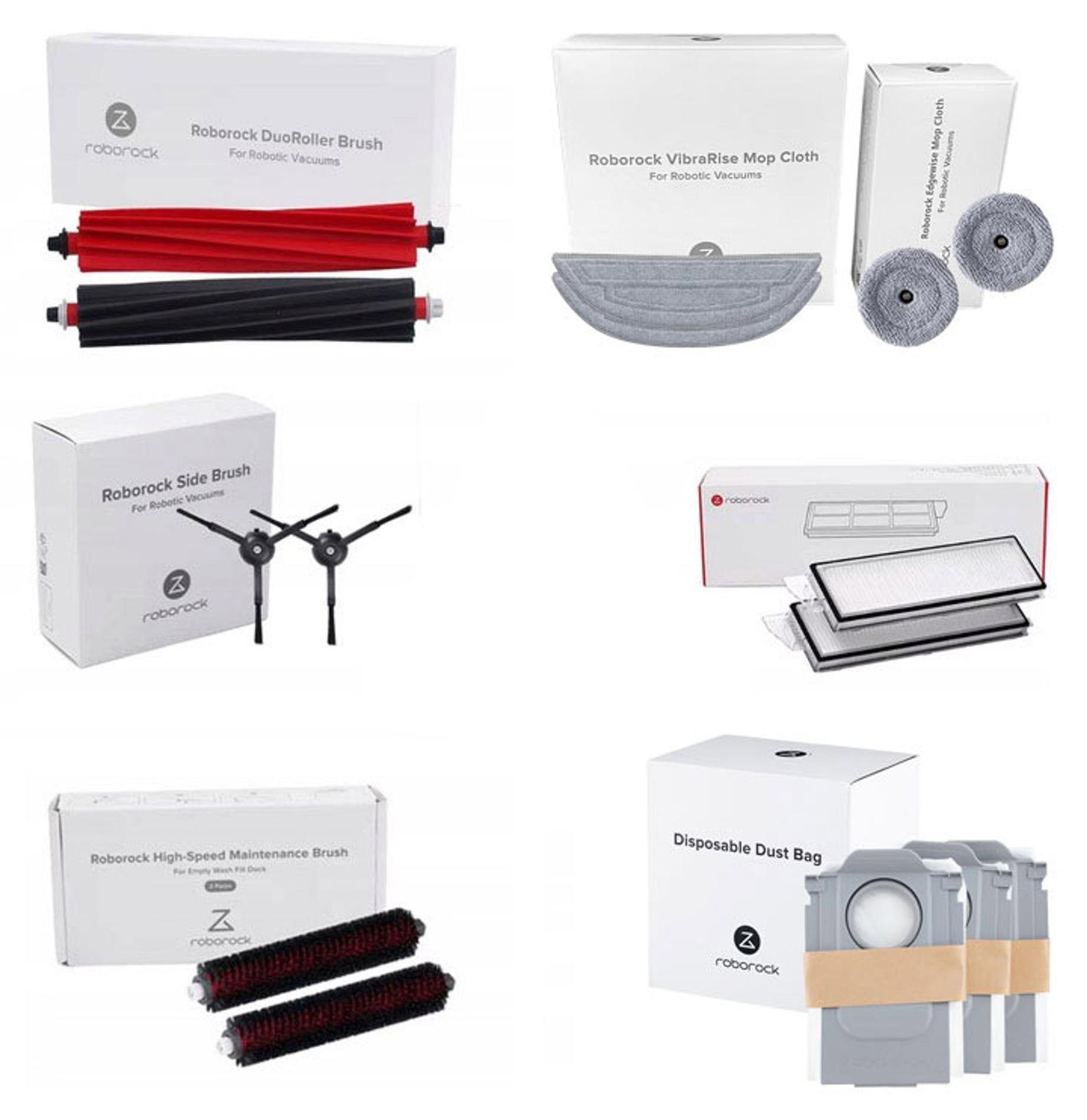 Roborock S8 MaxV Accessoires Set: Filters, Borstels, Dweilen en Stofzuigzakken