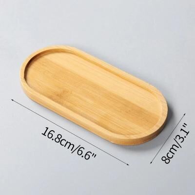 Uplifted Finds Mini Bamboo Decorative Tray High Performance Creative Coffee Cup Mat & Wood Flower Pot Saucer oval 16.8x8cm