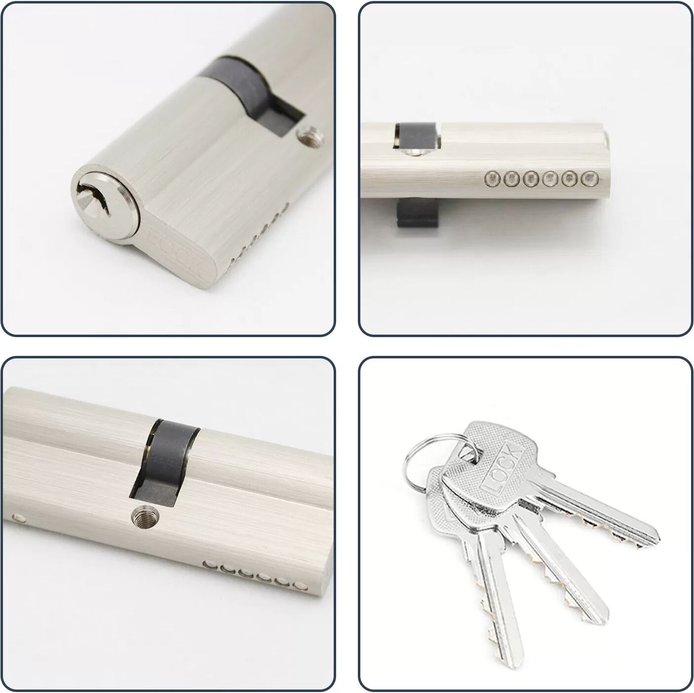 INF Cylindre de serrure avec 3 clés / serrure de porte haute sécurité 60 mm
