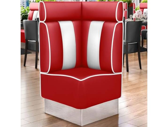 GGMMÖBEL American 3 Diner Eckbank B:H 64 x 128 cm Gestreift Rot Leder American Diner Möbel, American Dinerbank