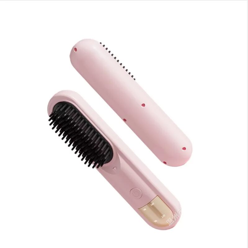 INF Kabellose Ionische Haarglättungsbürste - Glätten & Locken, Anti-Verbrühung, Wiederaufladbar Rosa