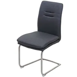 Chefgastro Esszimmerstuhl | HxBxT 92x47x57cm | Sitzhöhe 49cm | Stoff/Textil Edelstahl gebürstet | Dunkelgrau | Küchenstuhl Freischwinger Lehnstuhl Stuhl