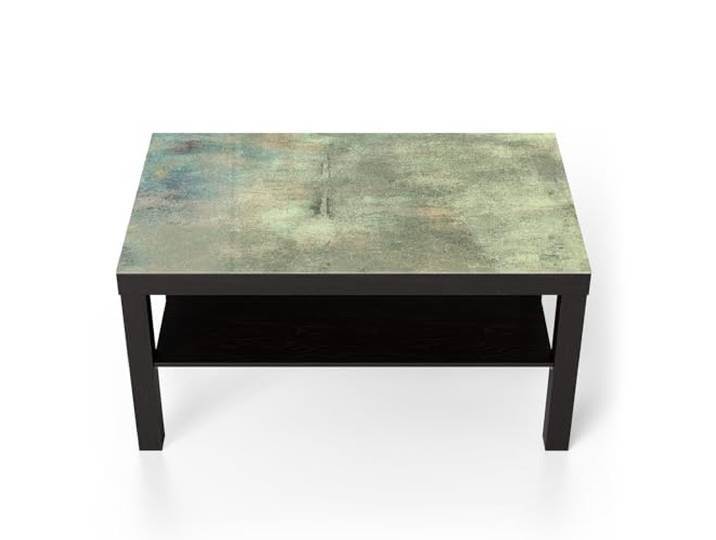 DEQORI Glastisch schwarz groß 90x50 cm Motiv Patina-Poesie ausgefallener Beistelltisch aus Glas Hochglanz Couchtisch fürs Wohnzimmer moderner Couch Tisch mit Design
