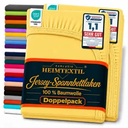 EXKLUSIV HEIMTEXTIL Jersey Spannbettlaken Premium  Marke Doppelpack  200 x 220 cm Gelb