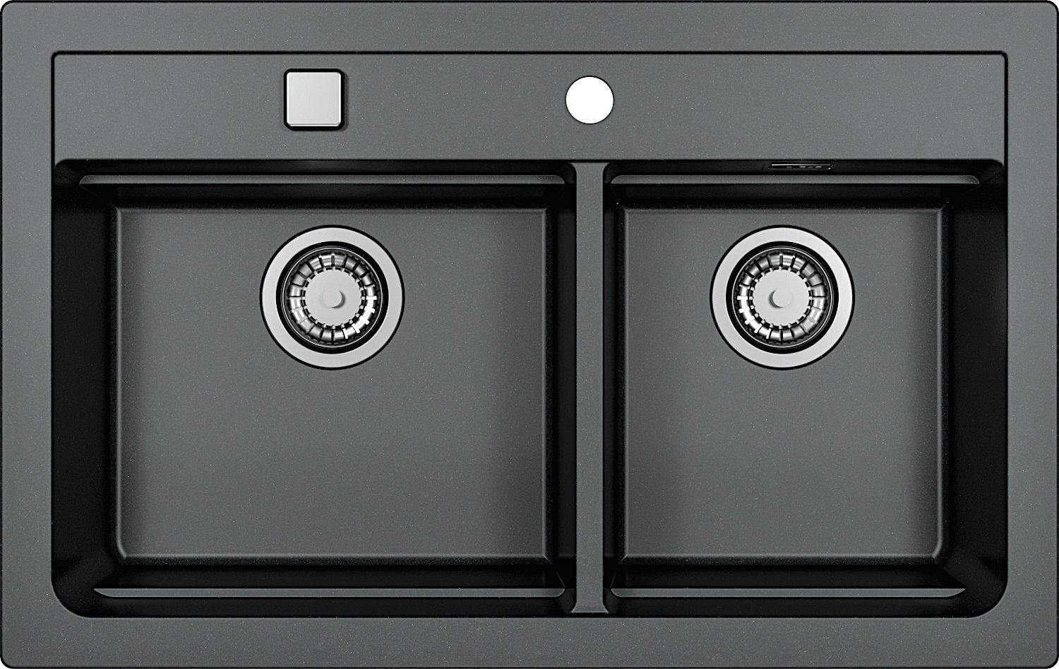 ALVEUS GRANITAL Spüle ATROX 50 in CARBON mit Pop-up-Siphon / Granitspüle