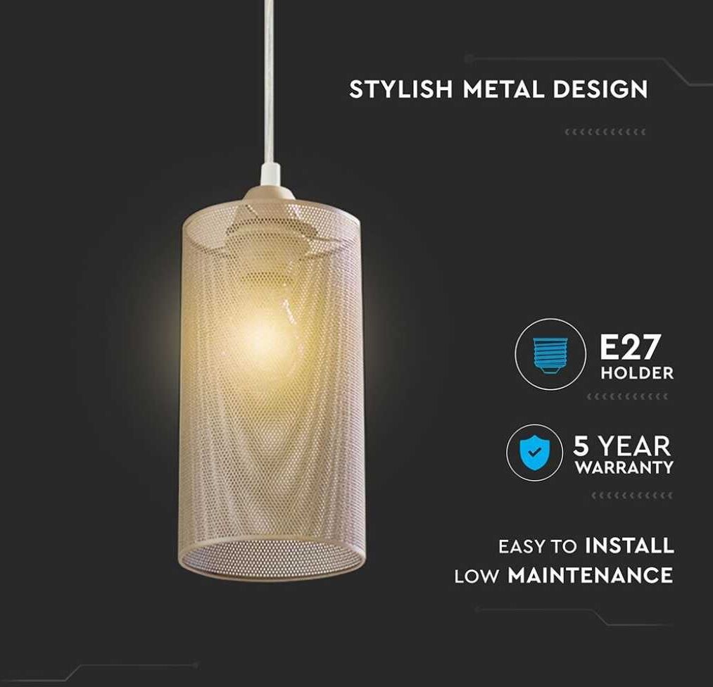 V-Tac Lampadario Portalampada 1mt E27 Ф130mm - Metallo Traforato - Mod Vt-7132