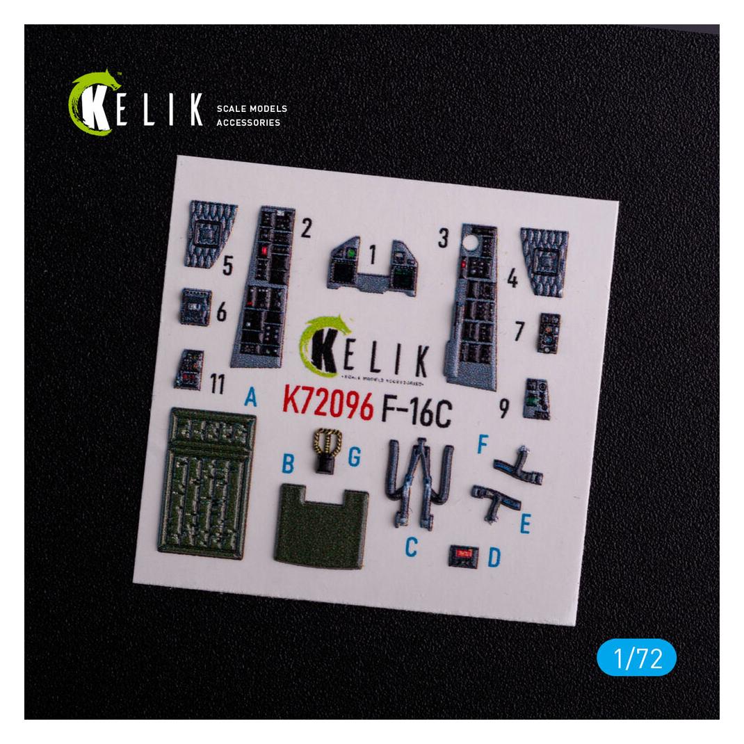 Kelik F-16C - interior 3D decals for Hasegawa kit (K72096)
