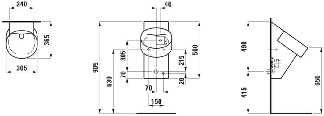 LAUFEN Absaugeurinal Val 365x305x560 spülrandlos Strg Bluetooth Netzbetrieb schwarz glänzend H8402860200001