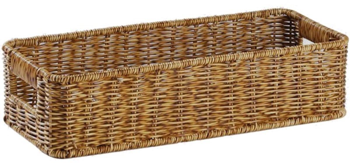 Unyqoos Stijlvolle geweven opbergmand van rattan en hout voor huis en kantoor