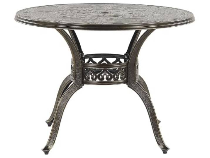 Beliani Gartentisch Dunkelbraun Aluminium runde Form Retro Sapri