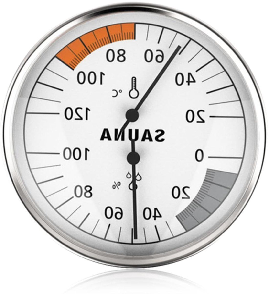 Süd-Metall Thermo-hygrometer 2-in-1 Saunatermometer van RVS in zilver en wit