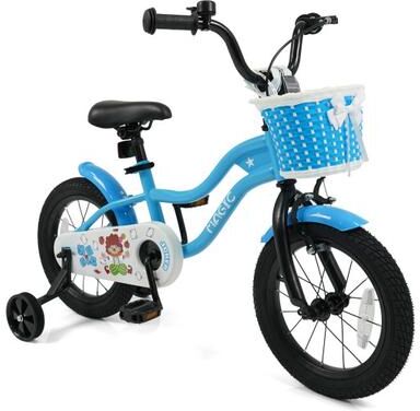 Costway 12/14/16 Inch Kids Bike with Training Wheels and Basket Navy Color-14