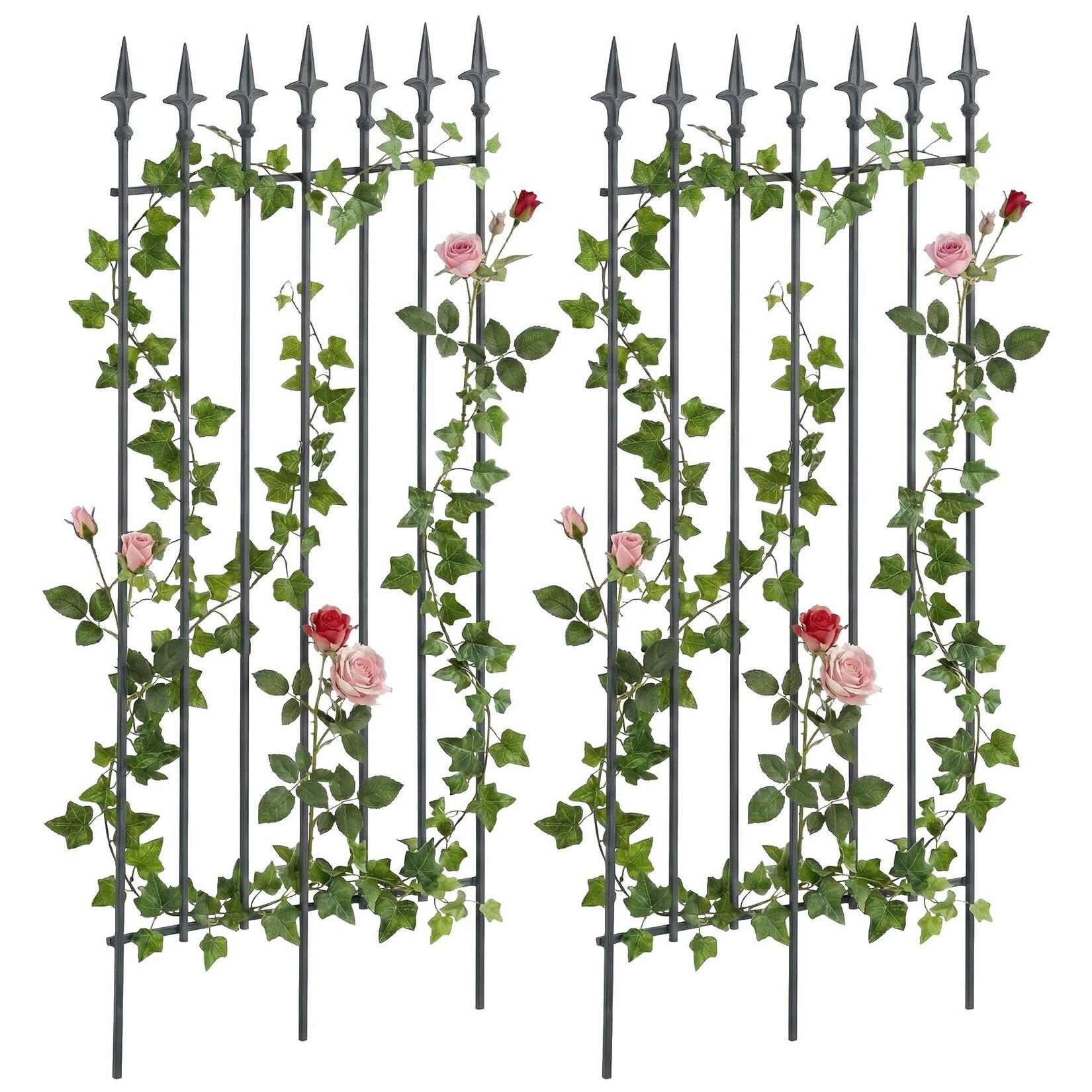 CLP Rankgitter 2er Set Metall 100x50 cm Elisa, Kletterhilfen stabil für Rosen und Efeu, Pflanzgitter im Jugendstil, Rankhilfen für Garten