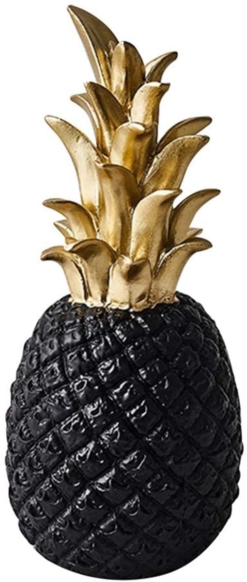 Dailygoods Hars Ananas Standbeeld Decoratief Ornament - Zwart
