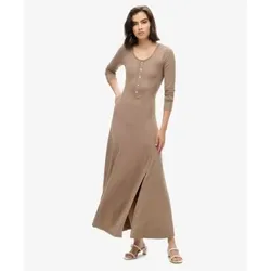 Superdry für Damen. W8011760A Braunes Henley-Kleid (XS), Lässig, Modal, Langarm