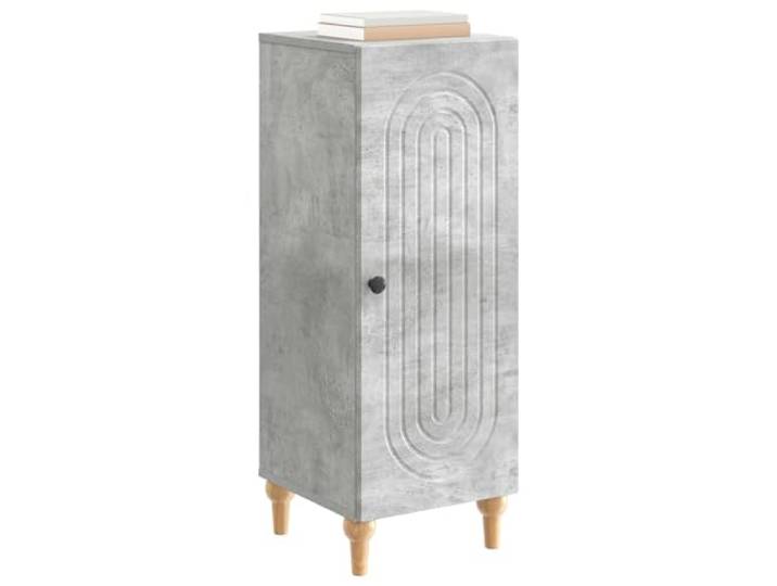 KTHLBRH Anrichte grau Beton 33 x 34,5 x 90 cm Ingenieurholz Tür mit Scharnier 90 Grad, Einlegeböden innen, Griffe mit Knauf, 60 kg Kapazität