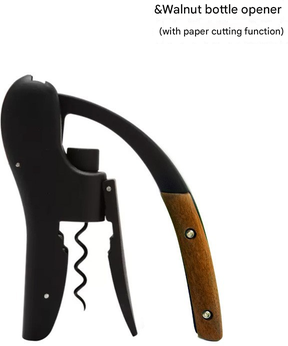 Inspire Daily Merch Premium Manual Wine Opener Corkscrew With Wooden Handle & Foil Cutter walnut Handle