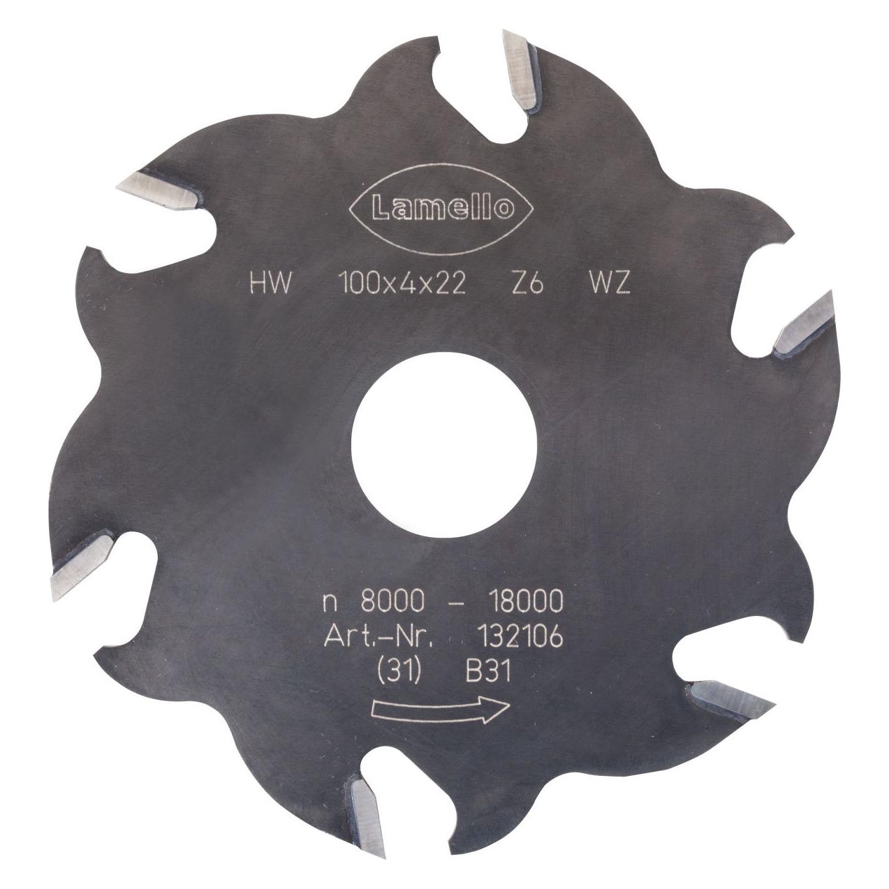 Lamello Art. 132106 Nutfräser, HW, 100 x 4 mm, Z6 Wechselzahn (3+3), f (132106)