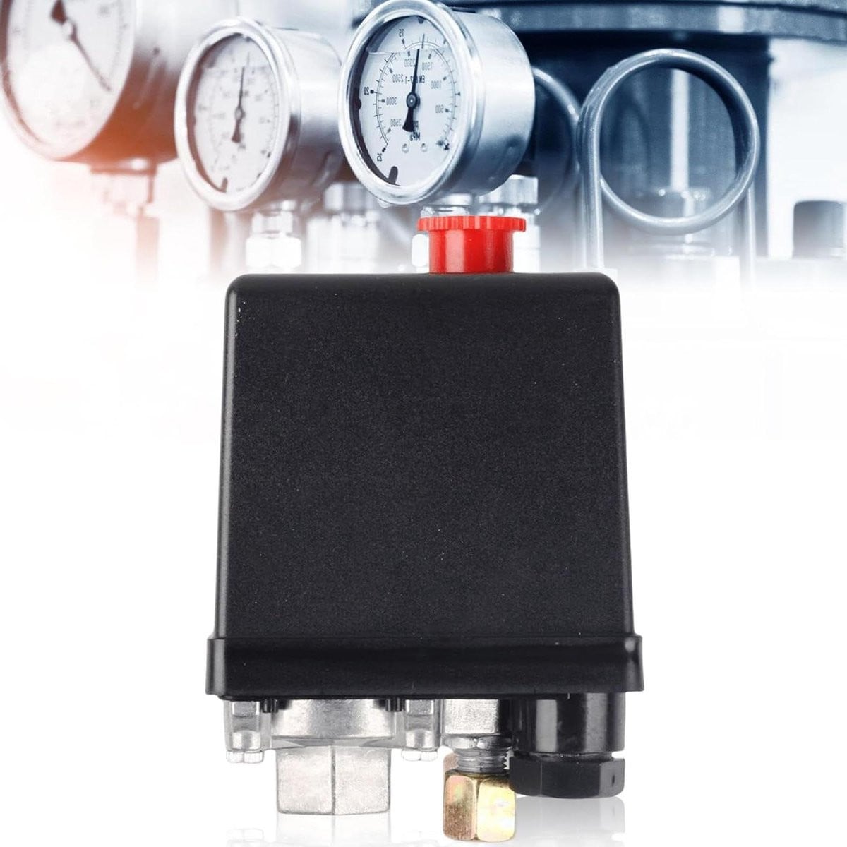 Drukschakelaar compressor met eengatmontage 220V 20A regelventiel voor luchtcompressor, rood en zwart, max. 175 psi
