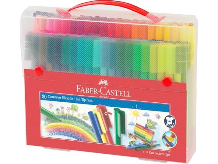 FABER-CASTELL - Viltstiften set Connector koffer, 91-delig