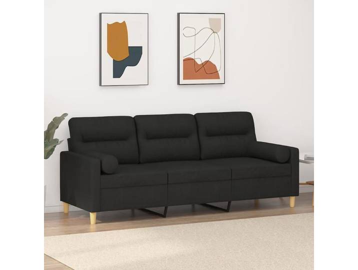 Canapé 3 places avec oreillers décoratifs noir 180 cm tissu canapé canapé de salon canapé 3 places en tissu 3200833